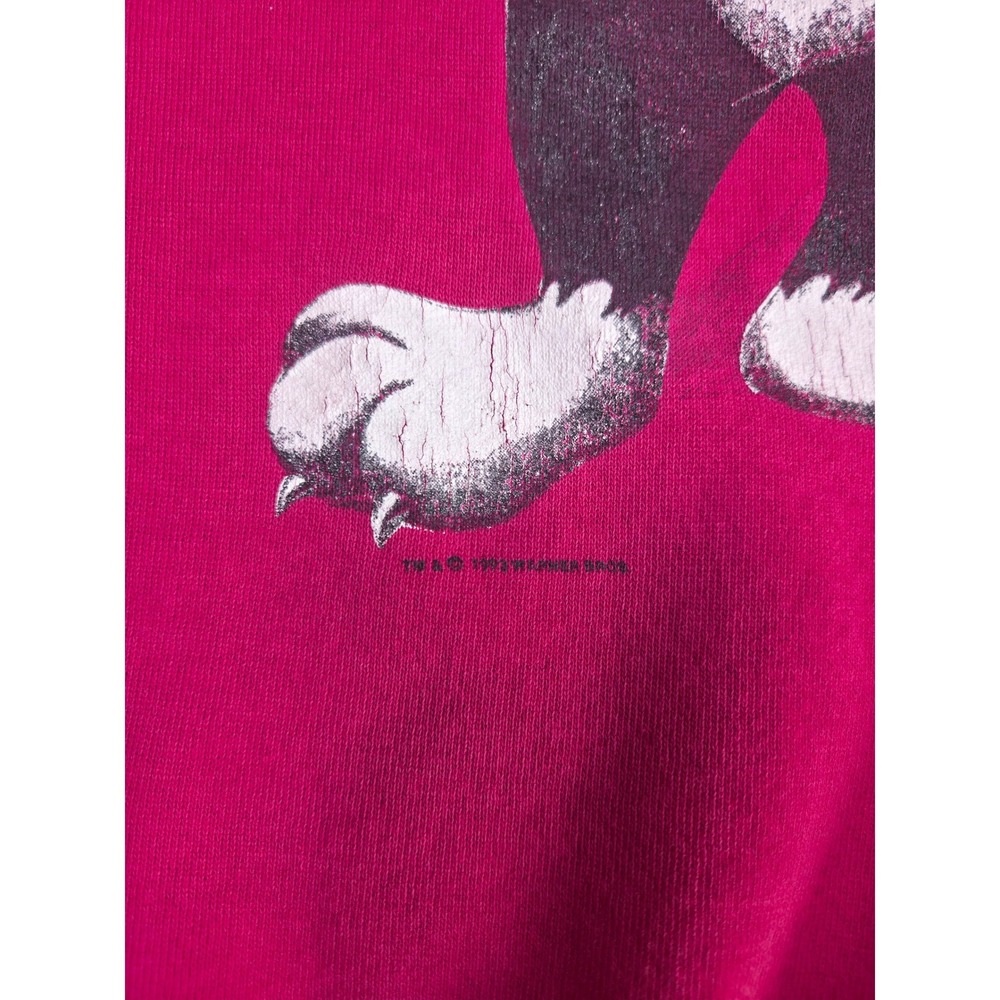 Vintage 90s Looney Tunes Sylvester the Cat Sweatshirt XL Pink Jerzees USA Made - Picture 9 of 13